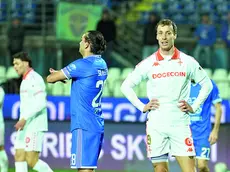 L’espressione perplessa del bomber Eetu Vertainen sabato a Brescia Foto Mariani/Lasorte