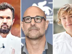 Da sinistra Carlo Cracco, Stanley Tucci e Antonia Klugmann