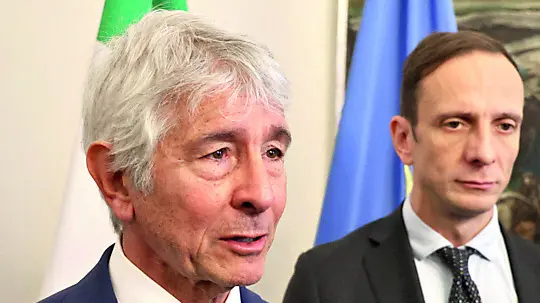 Il ministro per lo Sport, Andrea Abodi, assieme al governatore Massimiliano Fedriga (foto Lasorte)