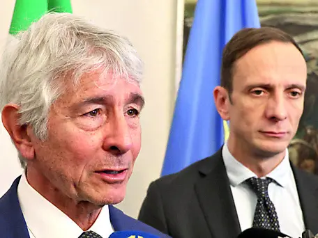 Il ministro per lo Sport, Andrea Abodi, assieme al governatore Massimiliano Fedriga (foto Lasorte)