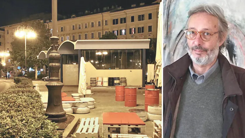 Il tratto lungo le Rive dove è avvenuto l’incidente, a destra l’architetto Mauro Cosmini, morto a 67 anni