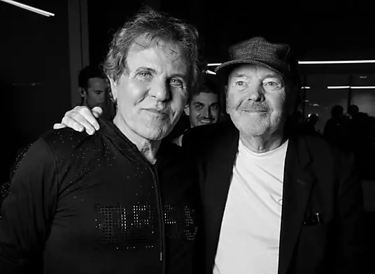 Adriano Goldschmied, il guru del demin, con l’allievo Renzo Rosso