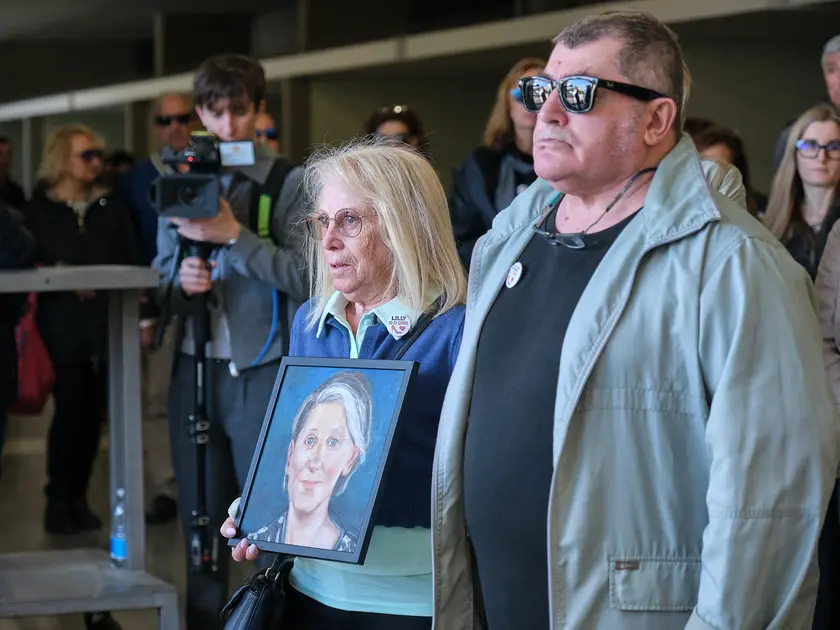 Silvia Radin e Sergio Resinovich al funerale di Liliana Resinovich (Silvano)