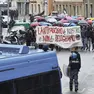 La polizia davanti al corteo degli antagonisti lo scorso 25 aprile (Lasorte)