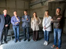 Peretti, Comparin, Corona, Martellos, Maioretto alla presentazione dell’impianto (Bonaventura)