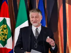 Il ministro della Cultura Alessandro Giuli al Quirinale durante la cerimonia di presentazione dei candidati ai Premi ''David di Donatello'', Roma, 5 Maggio 2026. Foto Ansa