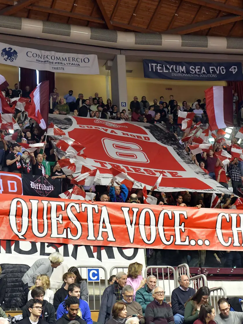 La coreografia della Curva Nord durante il derby con Treviso Foto Bruni