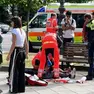 Una foto del soccorso in piazza Libertà
