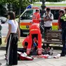 Una foto del soccorso in piazza Libertà