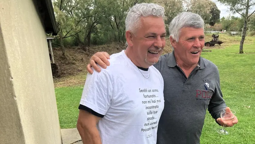 Roberto Baggio e Ferruccio Polo assieme nella laguna di Grado