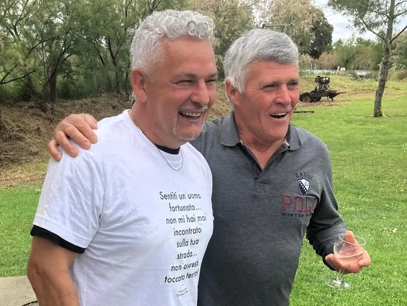 Roberto Baggio e Ferruccio Polo assieme nella laguna di Grado