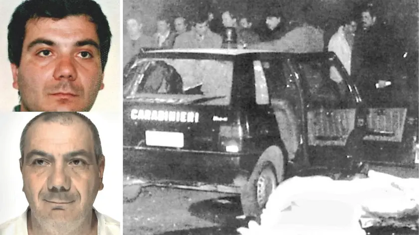 Pietro Gugliotta in una foto d'archivio e in una recente, a destra uno dei colpi criminali della banda