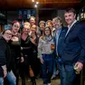 L’inaugurazione del bar Acli gestito da Bertossi sopra con sindaco e collaboratori (Bonaventura)