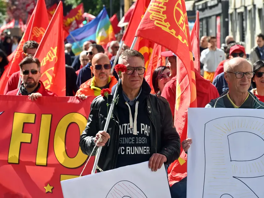 Agatino Privitera al corteo del 1 maggio Foto Bruni