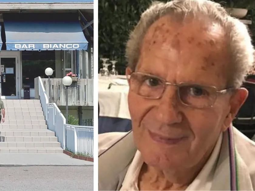 Il bar Bianco com'era a Duino, punto di riferimento per triestini e turisti. A destra Pelloni
