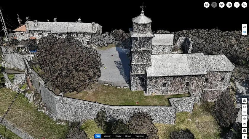 Un’immagine tridimensionale della rocca di Monrupino che ne evidenzia tutti i dettagli