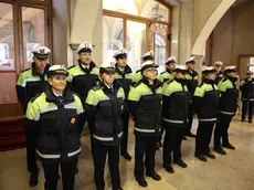 Agenti della Polizia locali radunati nell’atrio del Municipio di Gorizia Archivio Tibaldi