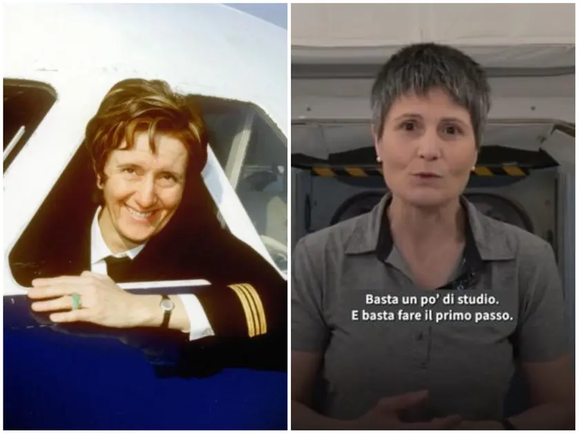 Fiorenza de Bernardi ai comandi dello Yakovlev Yak-40 I-JAKA di Aertirrena, a fianco Samantha Cristoforetti nel suo videomessaggio per il Fiorenza Day