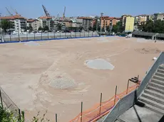 L’intervento di riqualificazione del campo da calcio del Ferrini Foto Andrea Lasorte