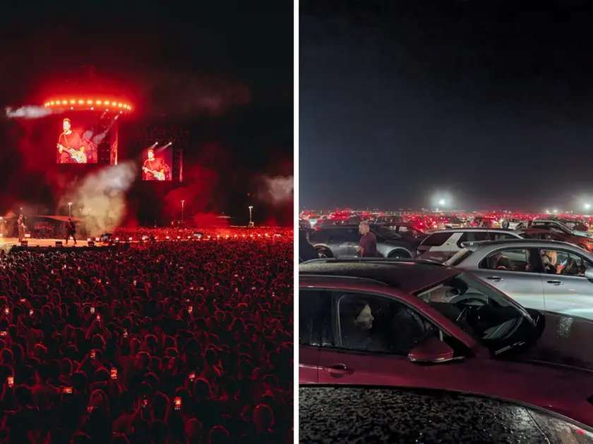 I due volti del concerto: lo splendido spettacolo di Cremonini (foto ufficiale di Erika Serio) e le auto bloccate per ore nel parcheggio V in attesa di poter uscire