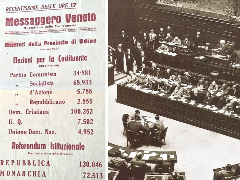 Lo “strillone” del 2 giugno 1946 del Messaggero Veneto e la seduta inaugurale dell’Assemblea costituente