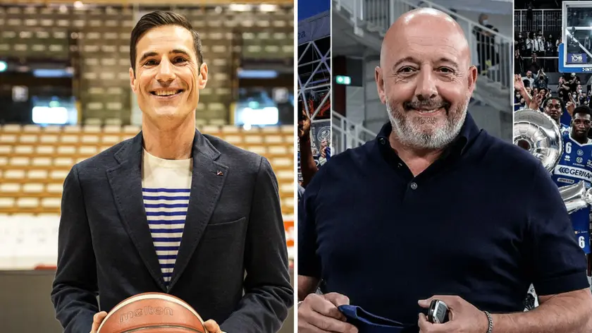 A sinistra Paul Matiasic (Pallacanestro Trieste), a destra Mauro Ferrari (Germani Brescia)