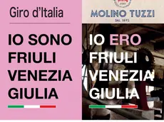 Il manifesto della maglia rosa e quello polemico “Io ero Friuli Venezia Giulia”