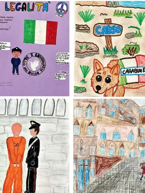 I disegni realizzati dai partecipanti al concorso grafico dei carabinieri