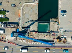 Una veduta dall'alto del cantiere