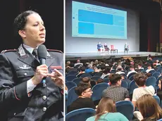 Il maggiore Ottavia Mossente e un incontro con le scuole al Teatro Rossetti sulla legalità (foto Silvano)