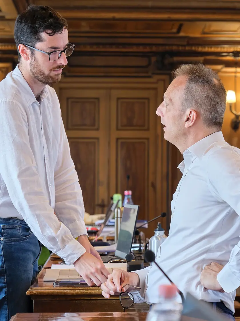 Il capogruppo di At Riccardo Laterza e il dem Francesco Russo (Silvano)