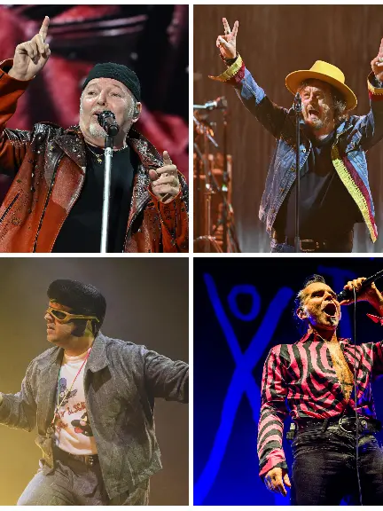 Alcune degli artisti che si esibiranno a Nord Est. Da sinistra in alto Jack White, Vasco, Zucchero e John Legend; in basso, Motta, Tony Pitony, il leader dei Litfiba Piero Pelù e Caparezza