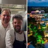 Matteo Metullio al centro in foto, a sinistra il sous chef Filippo Bellasio e a destra Goran Hrastovčak, il resident chef. A destra la festa al Pical