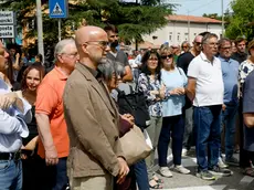 Il sindaco di Doberdò Peter Ferfoglia al funerale di Jan Bensa cui ha dedicato una lettera a nome di tutto il paese. Foto servizio di katia Bonaventura