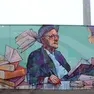 Trieste - murales di James Joyce sul muro esterno dello stadio Grezar