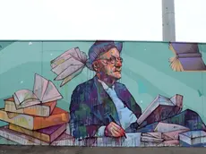 Trieste - murales di James Joyce sul muro esterno dello stadio Grezar