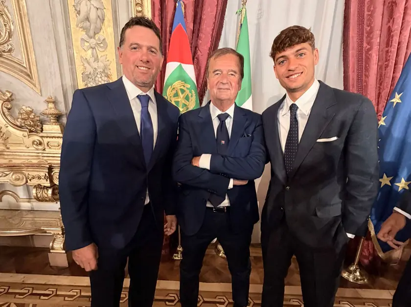 Flavio Cobolli con papà Stefano e nonno Giulio al Quirinale