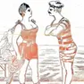 Una vignetta d’epoca fa dell’umorismo sul fenomeno estivo dei bagni