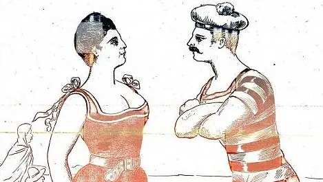 Una vignetta d’epoca fa dell’umorismo sul fenomeno estivo dei bagni