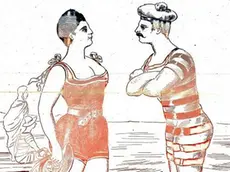 Una vignetta d’epoca fa dell’umorismo sul fenomeno estivo dei bagni