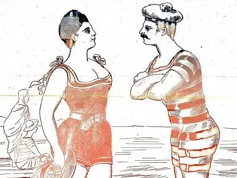 Una vignetta d’epoca fa dell’umorismo sul fenomeno estivo dei bagni