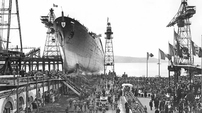 Trieste 28.10.1931 - Il varo del "Conte di Savoia" al cantiere San Marco