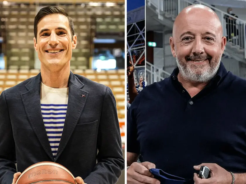 A sinistra Paul Matiasic (Pallacanestro Trieste), a destra Mauro Ferrari (Germani Brescia)