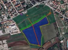 La mappa dell’area dove si ipotizza di realizzare un Parco fotovoltaico a Romans d’Isonzo