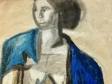 Miela Reina, Nudo con manto blu (1956) dettaglio