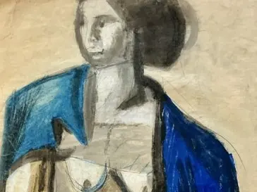 Miela Reina, Nudo con manto blu (1956) dettaglio