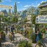 Un'immagine elaborata dall'Intelligenza artificiale dell'immaginaria città che ospita Villa dei Fiordalisi
