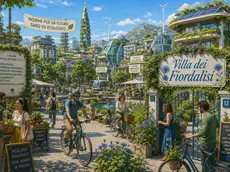 Un'immagine elaborata dall'Intelligenza artificiale dell'immaginaria città che ospita Villa dei Fiordalisi