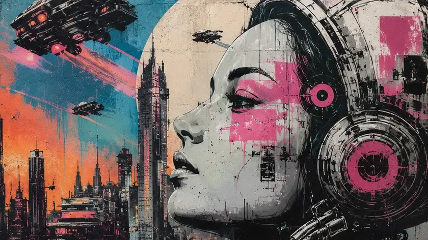 La fantascienza in stile street art secondo l’AI