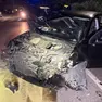 L'auto distrutta a Monfalcone